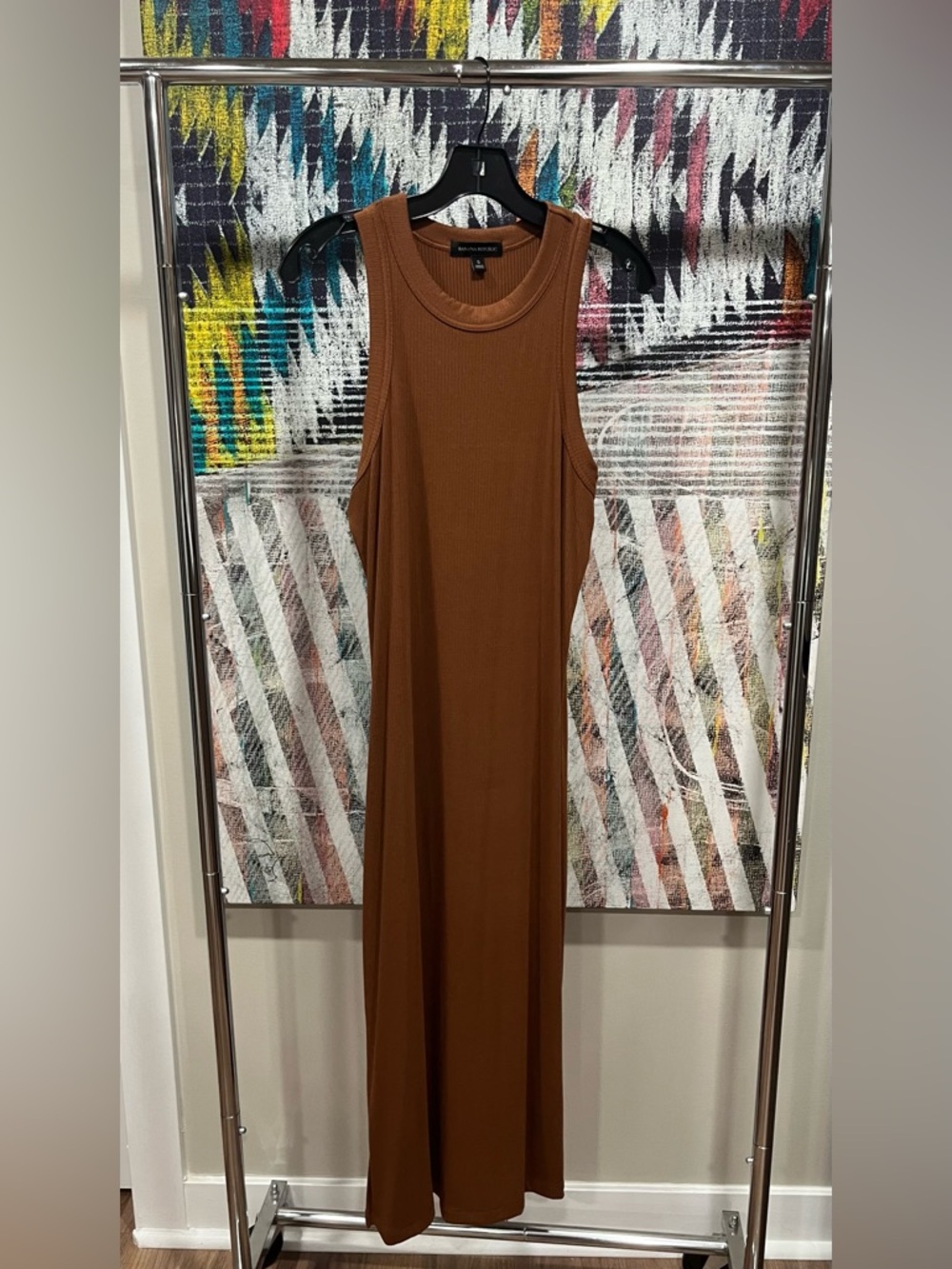 Banana Republic Rust Brown Ribbed Tank Maxi Dress